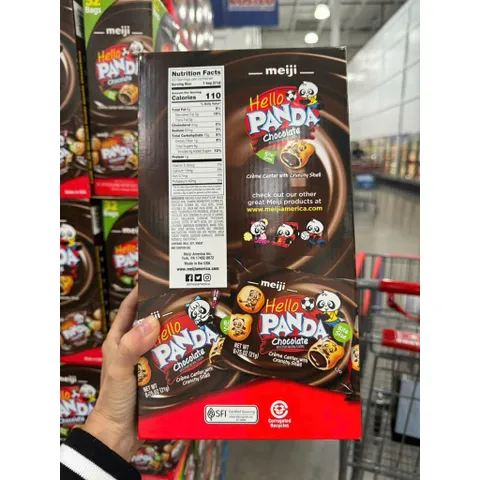 Bánh Gấu Panda Nhân Kem Sô Cô La Meiji Hello Panda - Thùng 32 Gói 680g, Hàng Nội Địa Mỹ, Vỏ Bánh Giòn Tan, Nhân Socola Thơm Ngon