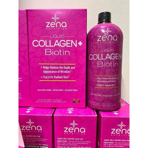Collagen Dạng Nước Zena Nutrition 900ml - Sản Phẩm Làm Đẹp Da, Tóc, Móng với Biotin - Giảm Nếp Nhăn, Trẻ Hóa Da