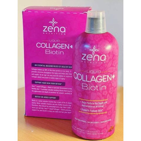 Collagen Dạng Nước Zena Nutrition 900ml - Sản Phẩm Làm Đẹp Da, Tóc, Móng với Biotin - Giảm Nếp Nhăn, Trẻ Hóa Da