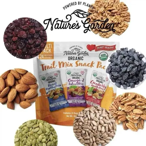 Hạt tổng hợp Nature's Garden organic trail Mix Snack Pack 816g (24gói)