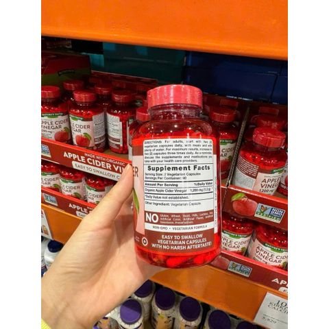 (HÀNG CHÍNH HÃNG MỸ) VIÊN GIẤM TÁO HỮU CƠ NATURE'S TRUTH 180 VIÊN SUPER FOOD MỸ 1200mg