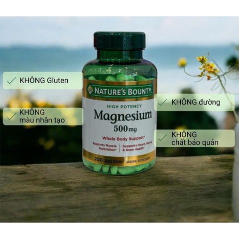 Viên Uống Khoáng Chất Nature's Bounty Magnesium 500mg - Hỗ Trợ Sức Khỏe - 200 Viên Cao Cấp