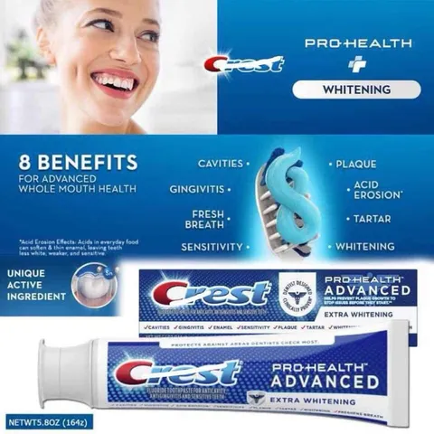 (HÀNG CHÍNH HÃNG MỸ) LỐC 5 CÂY KEM ĐÁNH RĂNG CREST PRO HEALTH - WHITENING INTENSITIVE MỚI LIMITED MỸ 167g