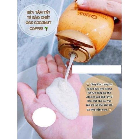 Sữa Tắm OGX Body Scrub Wash Không Chứa Sulfate - Dưỡng Ẩm Da Với Cà Phê & Nước Hoa Hồng 577ML