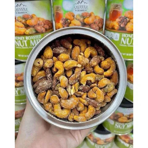 Hạt Hỗn Hợp Tẩm Mật Ong Savanna 850g - Hạt Điều, Hạt Hạnh Nhân, Hạt Dẻ, Hạt Hồ Đào - Snack Lành Mạnh Tốt Cho Giảm Cân