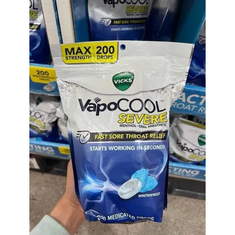 ( Hàng Mỹ) Kẹo ngậm Vicks VapoCOOL 200v date 2027