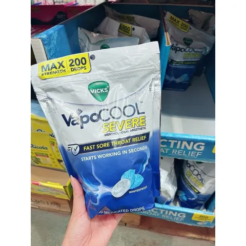 ( Hàng Mỹ) Kẹo ngậm Vicks VapoCOOL 200v date 2027