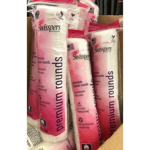 Bông Tẩy Trang Cao Cấp SWISSPER PREMIUM ROUNDS - 100% Cotton Tự Nhiên, Bền Bỉ, An Toàn Cho Da – Dùng Tẩy Trang, Toner, Làm Sạch Mặt