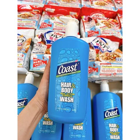 Sữa tắm gội 2-in-1 Coast Classic 946ml cho nam - Hương thơm quyến rũ, sạch tóc và da, hàng Mỹ