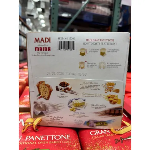 Bánh Madi Gran Panettone Truyền Thống Ý - Bánh Ngọt Phổ Biến Dịp Lễ Hội, Hương Vị Ngọt Ngào, Định Lượng 1000g