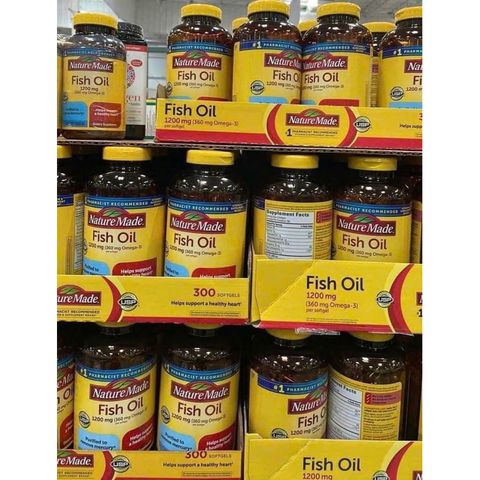 Viên uống Dầu Cá Nature Made Fish Oil 1200mg 300v Omega 3 hỗ trợ tim mạch, trí não và thị lực cho sức khỏe tối ưu