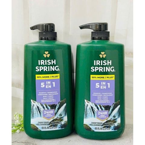 Sữa Tắm Gội Toàn Thân 5 trong 1 Irish Spring 887ML - Hương Thơm Tươi Mát, Chăm Sóc Da Cho Nam Giới, Hàng Mỹ
