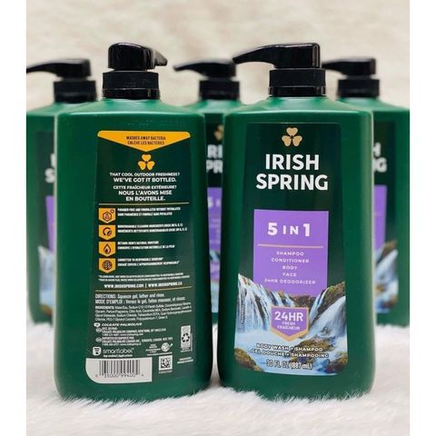 Sữa Tắm Gội Toàn Thân 5 trong 1 Irish Spring 887ML - Hương Thơm Tươi Mát, Chăm Sóc Da Cho Nam Giới, Hàng Mỹ