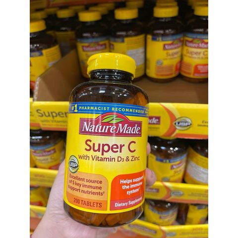 Viên Uống Bổ Sung Vitamin C Super C Immune Complex 200 Viên - Tăng Cường Hệ Miễn Dịch Tự Nhiên, Bảo Vệ Sức Khỏe