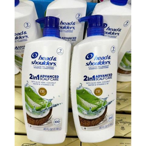 Dầu Gội 2in1 Head & Shoulders Chăm Sóc Da Đầu Khô Dừa & Nha Đam 1.18L - Ngăn Ngừa Gàu, Dưỡng Tóc Mềm Mượt, Hàng Mỹ