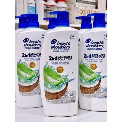 Dầu Gội 2in1 Head & Shoulders Chăm Sóc Da Đầu Khô Dừa & Nha Đam 1.18L - Ngăn Ngừa Gàu, Dưỡng Tóc Mềm Mượt, Hàng Mỹ