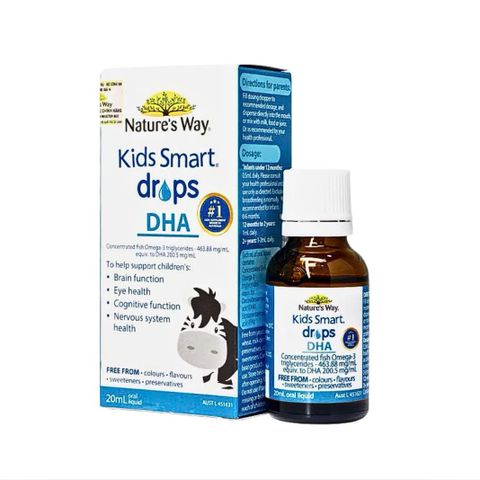 Nature's Way Kids Smart DHA & EPA Drops 20ml - Bổ sung Omega-3 cho não bộ và thị lực trẻ em, Hỗ trợ phát triển toàn diện từ 0 tháng tuổi.