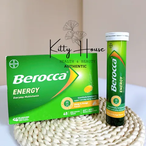 Viên sủi Berocca Úc bổ sung vitamin và khoáng chất năng lượng, tăng cường sức đề kháng, tuýp 15 viên cho người lớn và trẻ em trên 12 tuổi