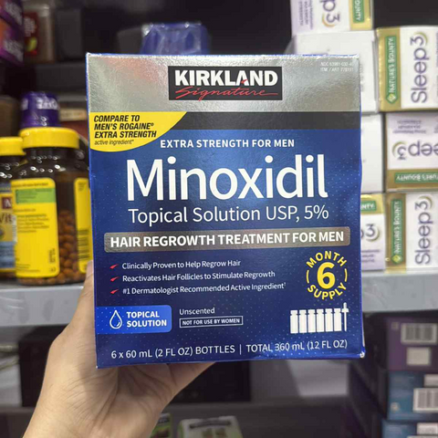 Dung dịch mọc tóc cho nam Kirkland Minoxidil 5% - Hộp 6 ống x60ml - Kích thích tóc mọc nhanh và khỏe