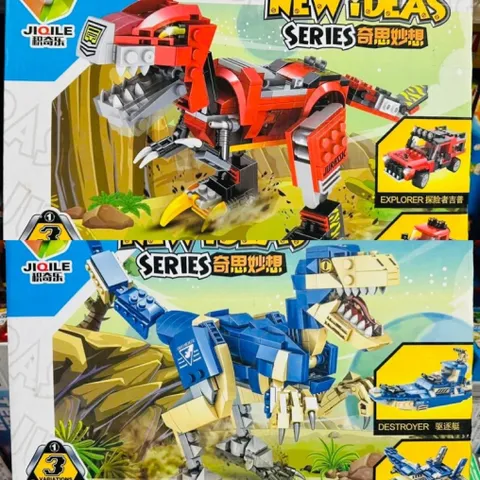 Đồ Chơi Lắp Ráp JIQILE 43001 43017 Robot Khủng Long Biến Hình Thành Xe Ô Tô, Máy Bay, Tàu Thủy - Bộ Lego Khám Phá Thế Giới Jurassic