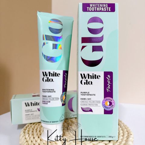 Kem Đánh Răng White Glo Purple 225g - Làm Trắng Răng, Bảo Vệ Men Răng, Hơi Thở Thoáng Mát, Chăm Sóc Nướu, Giảm Ê Buốt