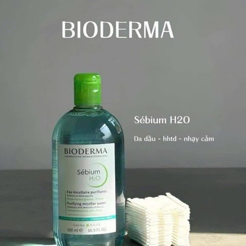Tẩy trang Bioderma Sebium H2O 500ml (xanh) – kiềm dầu, giảm mụn