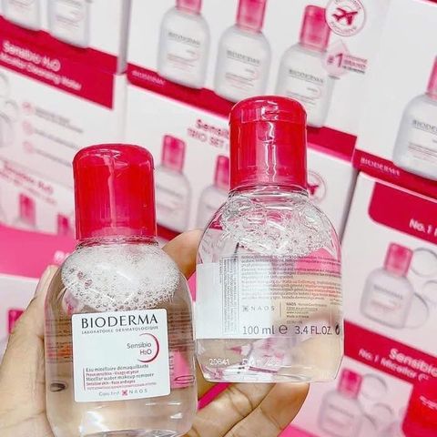 Tẩy trang Bioderma Crealine H2O 100ml (hồng) – sạch dịu, mini tiện lợi