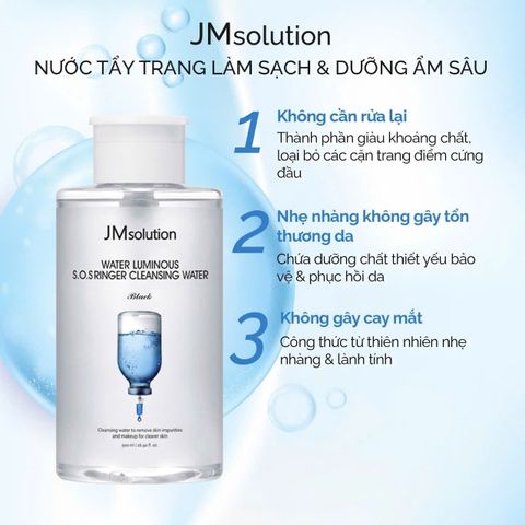 Nước Tẩy Trang JMsoultion Hyaluronic Black 500ml - Dưỡng Ẩm, Làm Sạch Dịu Nhẹ, Phù Hợp Mọi Loại Da, Không Gây Kích Ứng