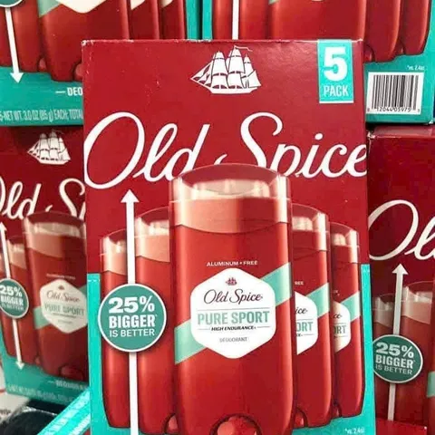 Lốc 5 lăn khử mùi Old Spice Pure Sport 85g - Khô Thoáng, Thơm Lâu, Giải Pháp Tự Tin Cho Nam giới