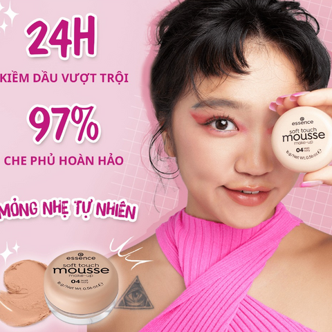 Phấn Tươi Essence Mousse 16g - Kiềm Dầu, Che Khuyết Điểm, Chất Kem Mỏng Nhẹ Tệp Da Tự Nhiên Từ Đức