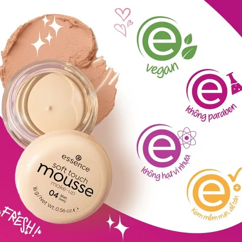 Phấn Tươi Essence Mousse 16g – Kiềm Dầu, Che Khuyết Điểm, Kết Cấu Mỏng Nhẹ Tự Nhiên từ Đức