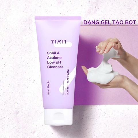 Sữa Rửa Mặt Tia'm Snail & Azulene Low PH 200ml - Làm Sạch Dịu Nhẹ, Cung Cấp Độ Ẩm Cho Da Nhạy Cảm, Dịch Lọc Ốc Sên Chống Oxy Hóa