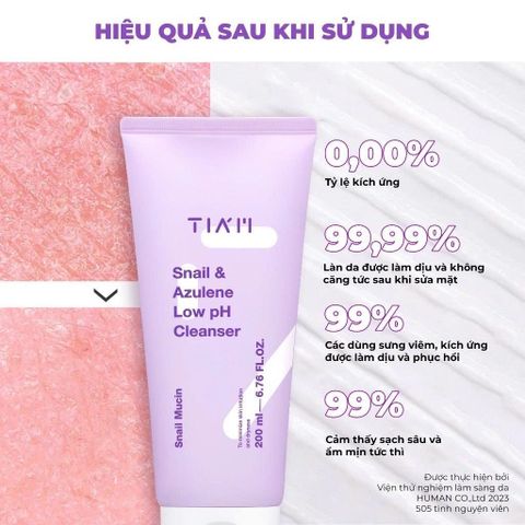 Sữa Rửa Mặt Tia'm Snail & Azulene Low PH 200ml - Làm Sạch Dịu Nhẹ, Cung Cấp Độ Ẩm Cho Da Nhạy Cảm, Dịch Lọc Ốc Sên Chống Oxy Hóa
