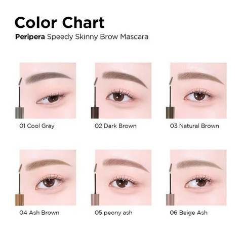 Mascara Chuốt Lông Mày Peripera Speedy Skinny Brow 3g - Gel Mềm Mịn, Màu Tự Nhiên, Công Nghệ Giữ Màu Bền lâu, Hàn Quốc