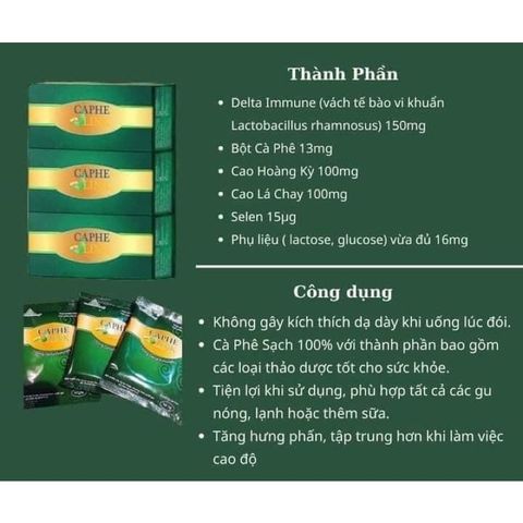 Cà Phê Thảo Dược Caphelink Hỗ Trợ Sức Khỏe - Giúp Tỉnh Táo, Tăng Cường Miễn Dịch - Hộp 20 Gói Chất Lượng Cao
