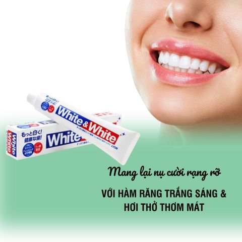 Kem Đánh Răng White & White LION 150g - Nhật Bản Chính Hãng, Trắng Răng Sạch Sâu, Ngừa Sâu Răng, Hương Bạc Hà Mát Lạnh