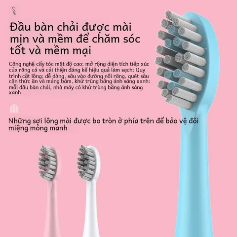 Bàn Chải Đánh Răng Điện Âm Thanh Tự Động Chống Nước - 3 Đầu Bàn Chải Siêu êm, Giúp Sáng Răng và Bảo Vệ Nướu