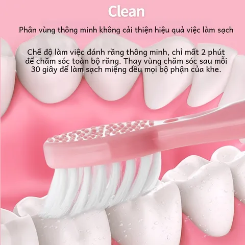 Bàn Chải Đánh Răng Điện Âm Thanh Tự Động Chống Nước - 3 Đầu Bàn Chải Siêu êm, Giúp Sáng Răng và Bảo Vệ Nướu