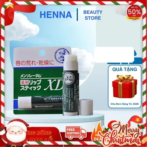 Son dưỡng môi XD chống khô nứt nẻ Mentholatum Medicated Lip Stick Rohto Nhật Bản.