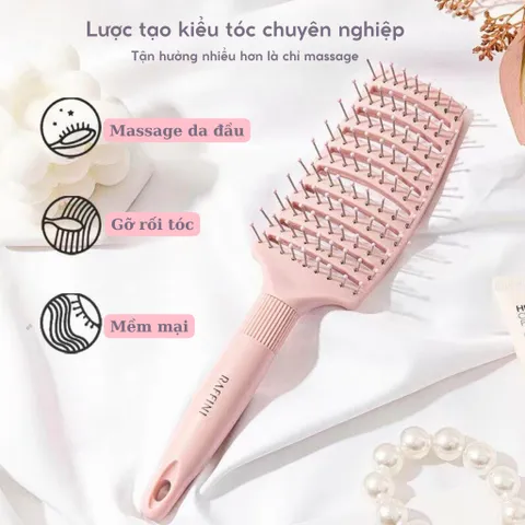 Lược Sấy Phồng Tạo Kiểu Massage Cao Cấp - Chống Tĩnh Điện, Thiết Kế Thanh Lịch, Phù Hợp Với Tất Cả Loại Tóc