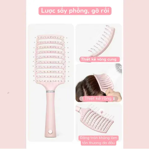 Lược Sấy Phồng Tạo Kiểu Massage Cao Cấp - Chống Tĩnh Điện, Thiết Kế Thanh Lịch, Phù Hợp Với Tất Cả Loại Tóc