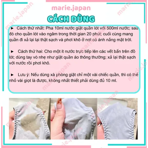 Nước Giặt Đồ Lót Lingerie Soap Nhật Bản 120ml - Giữ Sạch Thơm Tho Từ Ký Sinh Trùng, Dùng Cho Quần Lót Phụ Nữ