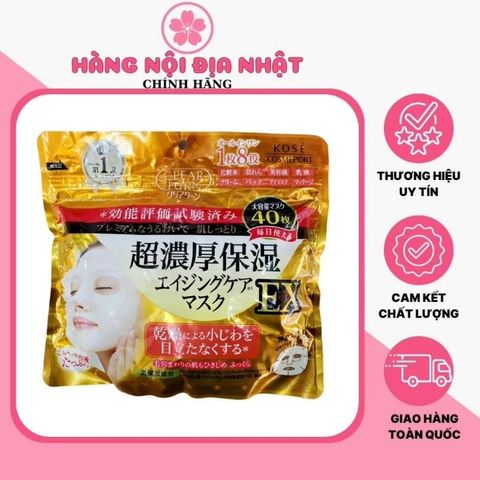 Mặt Nạ Dưỡng Ẩm Nâng Cơ Kose Ex Clear Turn Nhật Bản - Túi 40 Miếng, Ngăn Ngừa Lão Hóa, Cấp Nước, Làm Săn Chắc Da