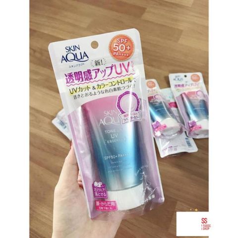 Kem Chống Nắng Skin Aqua Tone Up UV SPF 50+ - Bảo Vệ Da, Nâng Tone, Hàng Nội Địa Nhật Bản - Gel & Sữa Dành Cho Da Mụn, Da Dầu