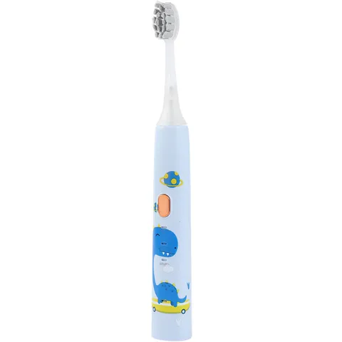 Bàn Chải Đánh Răng Điện Cho Trẻ Em 3-12 Tuổi - Khủng Long Xanh, Tự Động, Không Thấm Nước, Lông Mềm, Sạc Lại