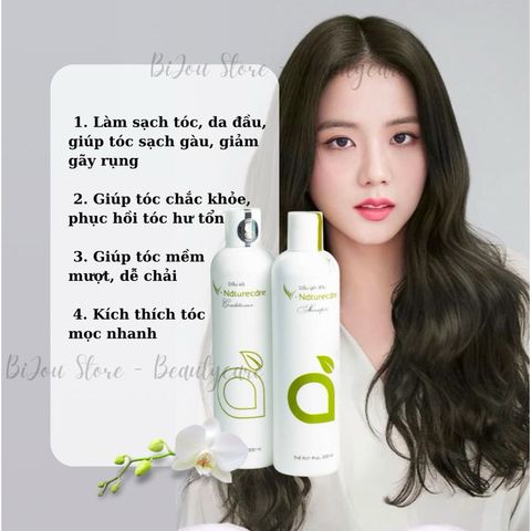 Combo Dầu Gội Dầu Xả Vnaturecare 300ml - Giải Quyết Gàu, Giảm Gãy Rụng, Tóc Mềm Mượt, 100% Tự Nhiên An Toàn Cho Gia Đình