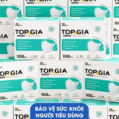 Khẩu Trang Cao Cấp 5D TOPGIA - Chống Tia UV, Ngăn Ngừa Bụi Mịn, Thoáng Khí, Kháng Khuẩn An Toàn, Thiết Kế Ôm Khít Mặt