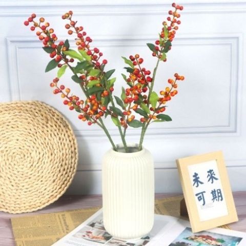 Cành Đào Đông Nhân Tạo 65cm Với Quả & Lộc Non - Trang Trí Tết Sang Trọng, Decor Nhà Cửa 408299