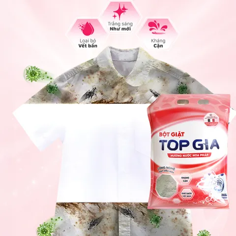 Bột Giặt TOPGIA 3.3kg Hương Nước Hoa Pháp - Sạch Bền, Thơm Mát, Thân Thiện với Da Tay, Dùng Cho Giặt Tay và Giặt Máy