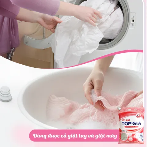 Bột Giặt TOPGIA 3.3kg Hương Nước Hoa Pháp - Sạch Bền, Thơm Mát, Thân Thiện với Da Tay, Dùng Cho Giặt Tay và Giặt Máy
